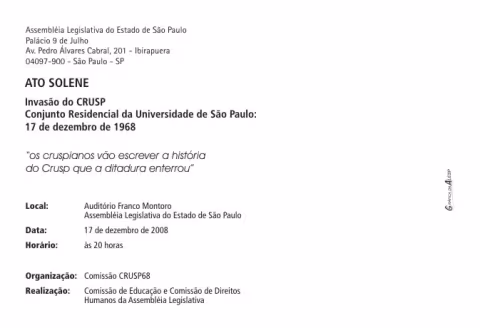 Conivite - Ato Solene - 40 Anos da Invasão do CRUSP